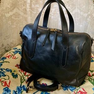 Fossil Sydney Satchel Original Handbag Crossbody Black Leather